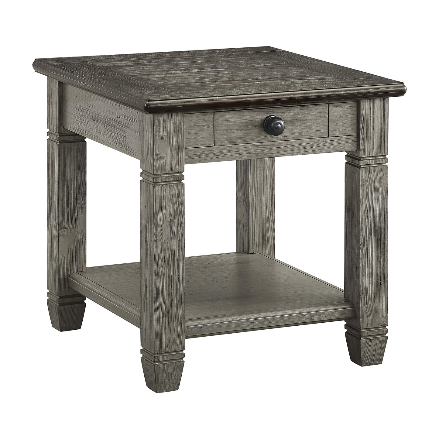 Lexicon Lilith Two Tone Wood 1-Drawer End Table, 24" x 26", Coffee/Antique Gray