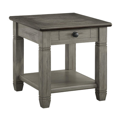 Lexicon Lilith Two Tone Wood 1-Drawer End Table, 24" x 26", Coffee/Antique Gray