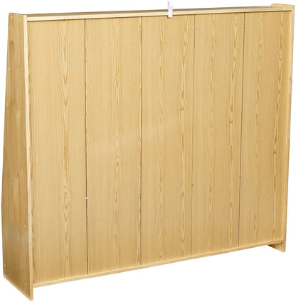 Amazon Basics Coat Locker, 5-Section with Bench, Daycare Classroom Furniture, Backpack Storage, 13"D x 54"W x 48"H, Natural Finish, Solid Pine Wood, Mudroom Furniture with Hooks for Home