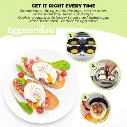 Eggssentials Pancake Batter Dispenser - Poached Egg Maker, Stainless Steel Egg Poaching Pan
