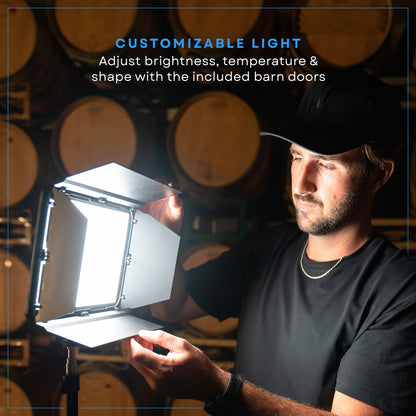 Lume Cube Studio Panel 2-Point Lighting Kit | Edge Lit LED Bicolor Light Panels 3200k - 5600k | Rechargeable Lithium Battery, Adjustable Color, Brightness, 70" Stands, Wireless Remote Included
