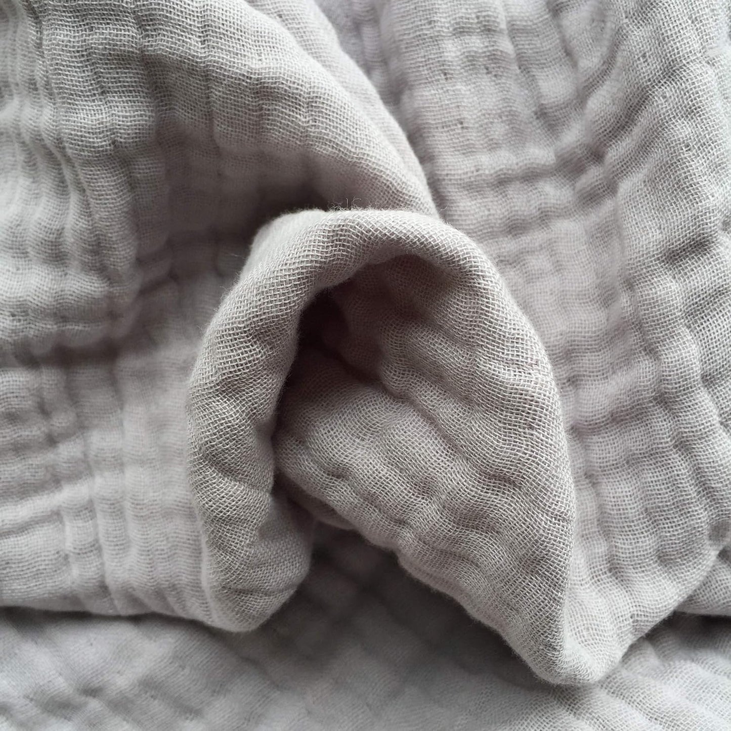 KyraHome 100% Organic 90"x104" King Cotton Blanket, Plant Dyed, Lightweight Gauze Muslin for Summer, Light Grey