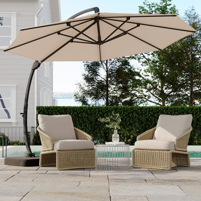 GarveeLife 11FT Cantilever Patio Umbrella With Base Included, Cantilevers Outdoor Umbrella Heavy Duty Offset, Aluminium Curved Cantilever Umbrella