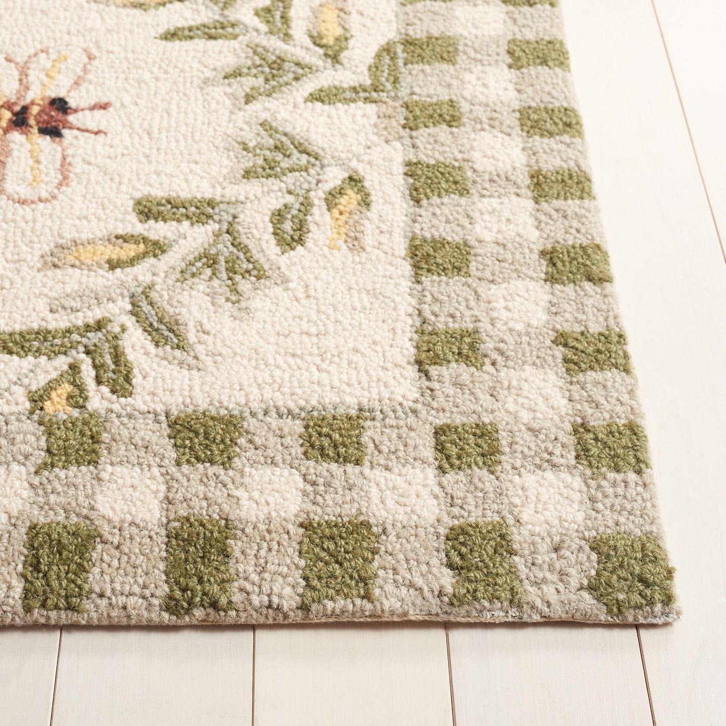 SAFAVIEH Chelsea Collection Area Rug - 10' x 14', Ivory & Green, French Country Trellis Design, Hand-Hooked Wool, Ideal for the Living Room, Bedroom, Dining Room (HK55A-10)