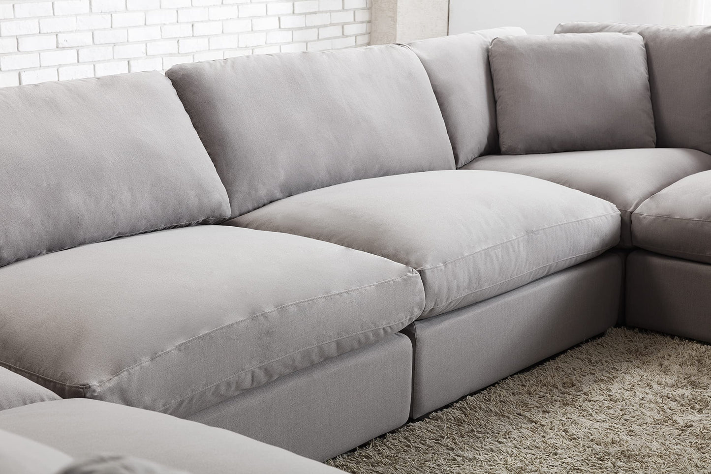 Roundhill Furniture Rivas Contemporary Feather Fill 5-Piece Modular Sectional Sofa with Two Ottomans, Graphite