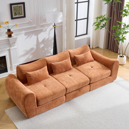 Modular Cloud Sofa, Convertible Folding Sofa Bed, Sectional Cushioned Couch with Flannelette Fabric & High Density Foam, Modern Floor Sofa for Living Room, Bedroom, Apartment, Orange