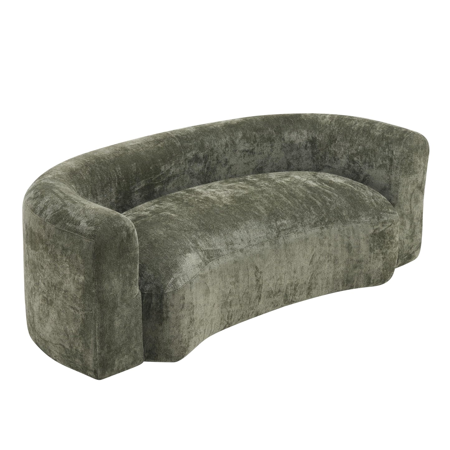Christopher Knight Home 87.75" Curved Sleeper Sofa, 3 Seater Deep Seat Modular Floor Couch, Upholstered Chenille Fabric Comfy Cloud Couch with Round Arms & Curved Back for Living Room Bedroom, Green