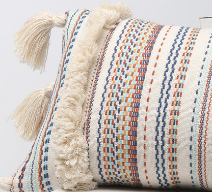 Boho Pillow Covers, Decorative Throw Pillow Tassel Sham Cushion Covers, 12"X20" (Multi)