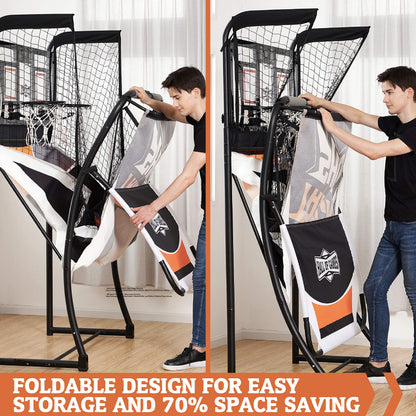 Hall Games Premium Arcade Basketball Shootout - Heavy-Duty Foldable Indoor Arcade Game with Shatterproof Pro-Style Backboard – 2 Player Foldable Basketball Arcade Game