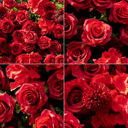 COCO FLOWERWALL Artificial Flower Wall Panels, Gorgeous 3D Silk Red Rose Floral Backdrop for Wedding, Baby Show, Party and Home Decor, Quick Assembly/Storage, Both Eco ＆ Pet Friendly (Grace, 8ft*8ft)
