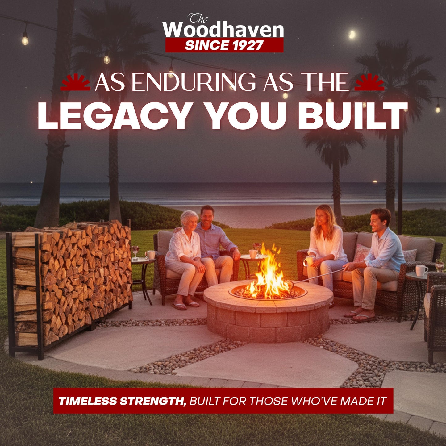 Woodhaven 8-Foot Firewood Rack – Made in USA – 1/2 Cord Raised Lumber Storage Rack – Keeps Wood Dry & Ready – Heavy-Duty Steel, Lifetime Structural Warranty (Without Cover)