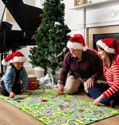 ToyVelt Kids Car Rug Playmat - Large 60” x 32” Educational City Play Mat for Kids Ages 3–12, Soft Polyester with
