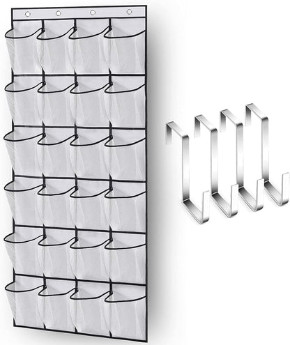 24 MISSLO Over The Door Shoe Organizer Large Mesh Pockets, White