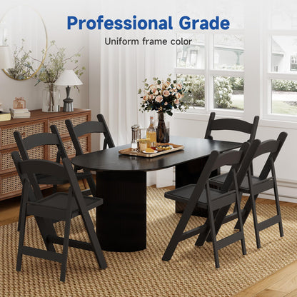 Winlice Black Resin Folding Chairs - Stackable Chairs with Padded Seats, 800LB Weight Capacity Comfortable Chair - Indoor/Outdoor Folding Chairs for Events - Lightweight Foldable Chairs (10 Pack)