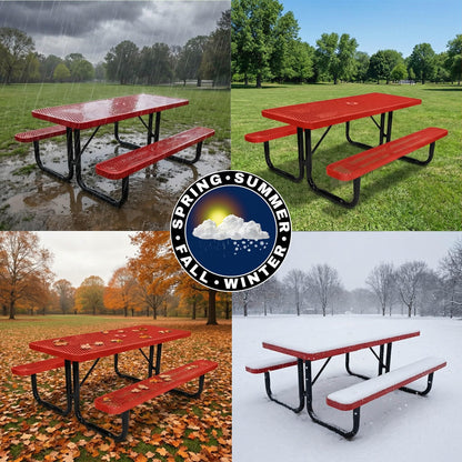 6' Rectangular Heavy-Duty Expanded Metal Dark Blue Picnic Table