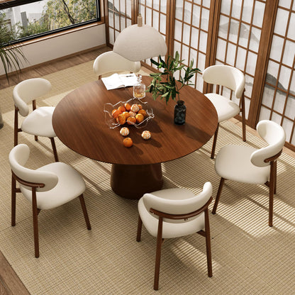 JCAJCA Kitchen Dining Chairs Set of 4 Modern Upholstered Leather Farmhouse Dining Room Chair with Metal Legs, Walnut/Beige