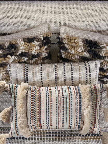 Boho Pillow Covers, Decorative Throw Pillow Tassel Sham Cushion Covers, 12"X20" (Multi)