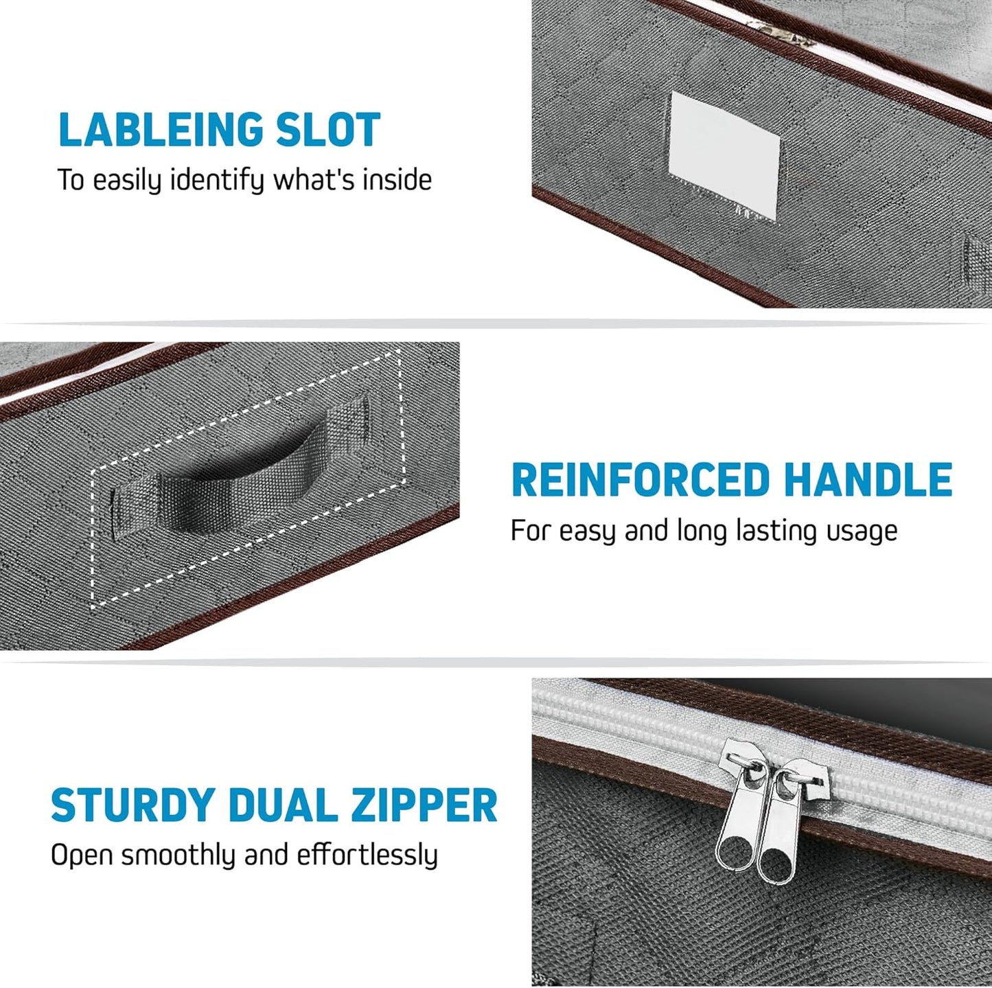 Under Bed Storage Bins by [Brand Name] - Pack of 4 Durable Containers for Clothes & Shoes | Clear Top with Dual Zippers