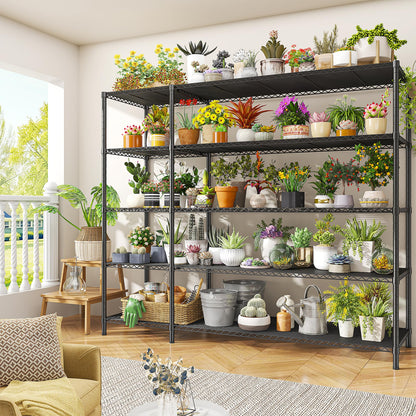 Romorgniz 70.8H Wire Shelving Rack, 5Tier Metal Shelving Unit,1200LBS Heavy Duty Storage Shelves,Adjustable Pantry Shelves, Metal Shelf and Storage Rack,Industrial Shelving 52.36W x13.78Dx70.8H,2PCS
