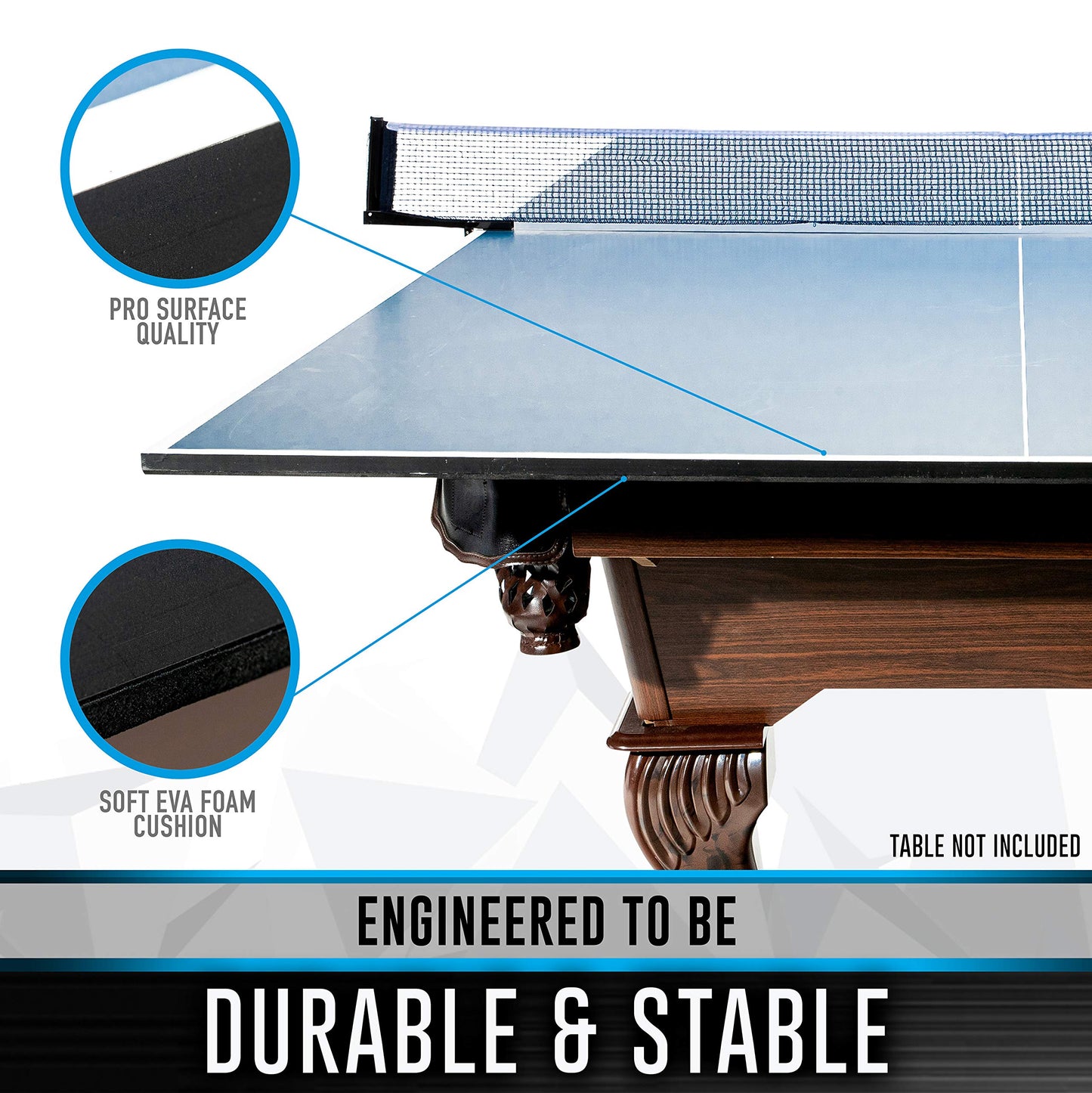 Franklin Sports Optima Indoor Table Tennis Conversion Top 95% Built Table Easy Install Pro Table Tennis Net Indoor Competition Table for All Level Table Tennis Players
