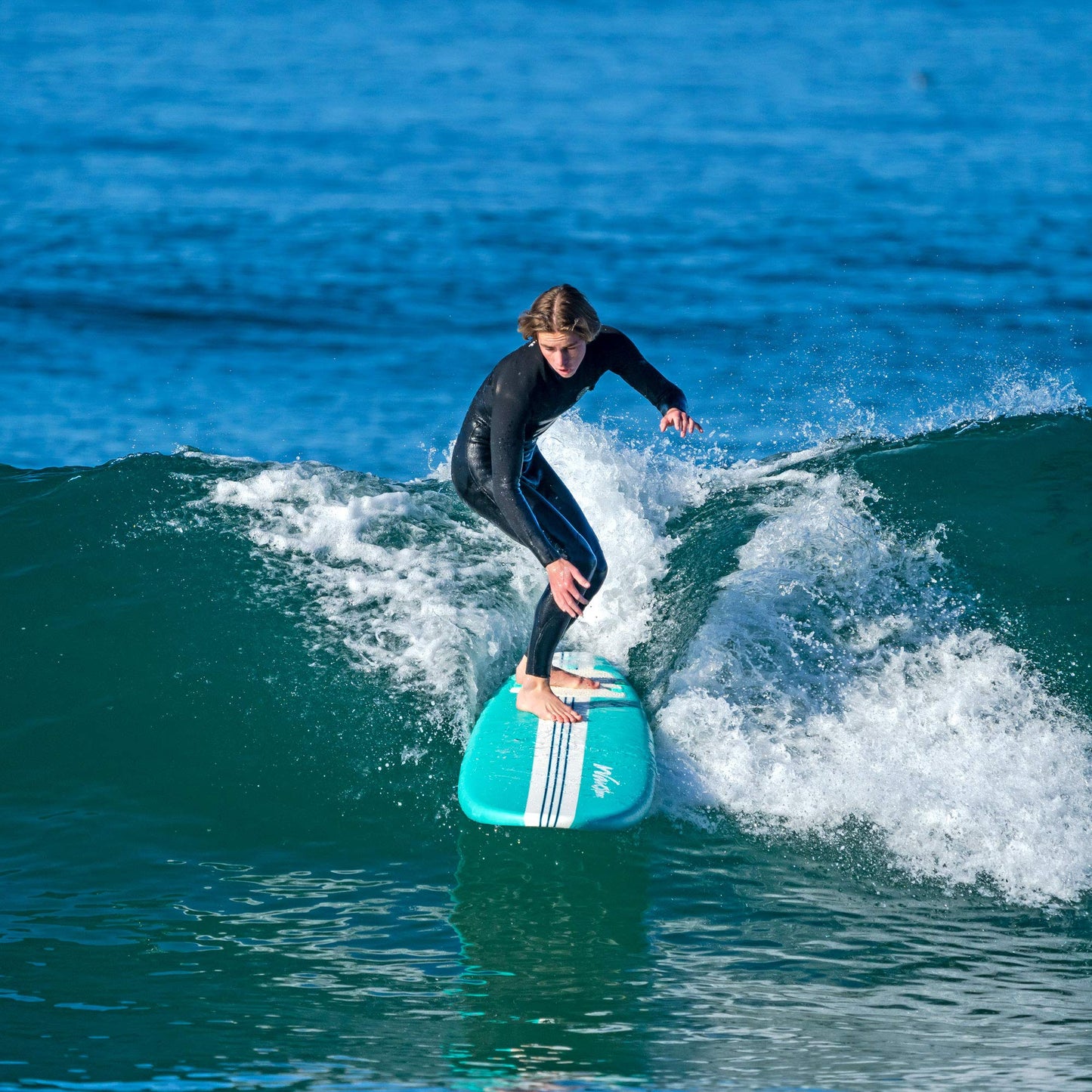 WAVESTORM 8ft Premium Classic Longboard Surfboard (Retro Turquoise)
