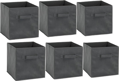 Simple Houseware Foldable Cube Storage Bins - 11-Inch Dark Gray Fabric Organizer | 6-Pack for Closet & Shelves