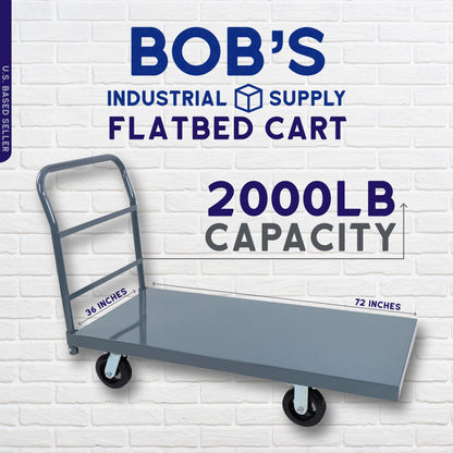 BISupply Flat Dolly Cart with Wheels Heavy Duty 36 x 72 Inch Cart - 2000lb Capacity Flatbed Hand Truck