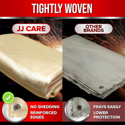 2 Pack Welding Blanket - 6ft x 8ft, 850GSM Fiberglass Welding Blanket for Smokers with Brass Grommets, Heavy Duty Fireproof Welders Mat for Industrial, Smoker, Grill and Camping