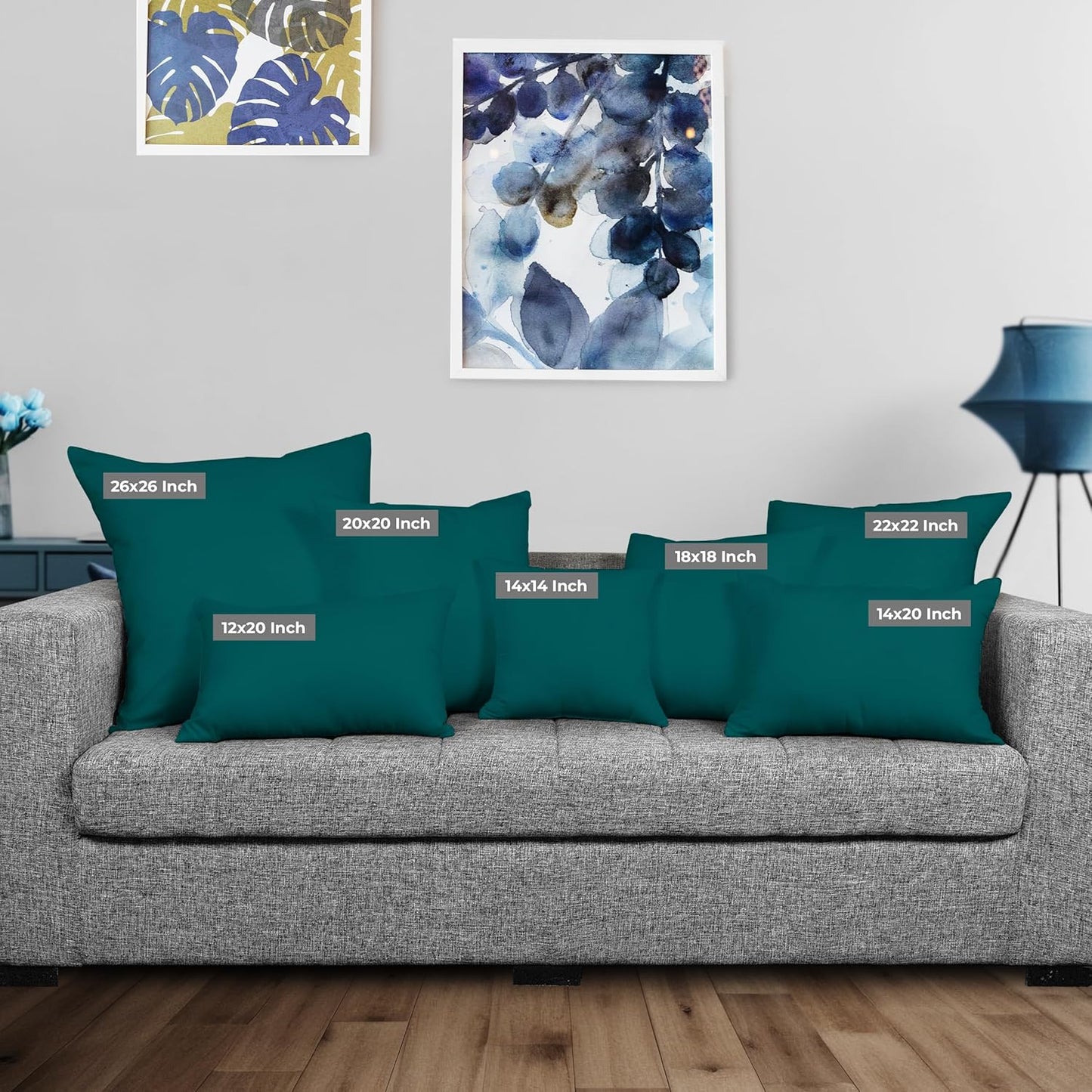 Utopia Bedding 12x20 Pillow Inserts - Set of 2 Dark Teal Decorative Cushions for Bed & Sofa - Soft & Fluffy Support