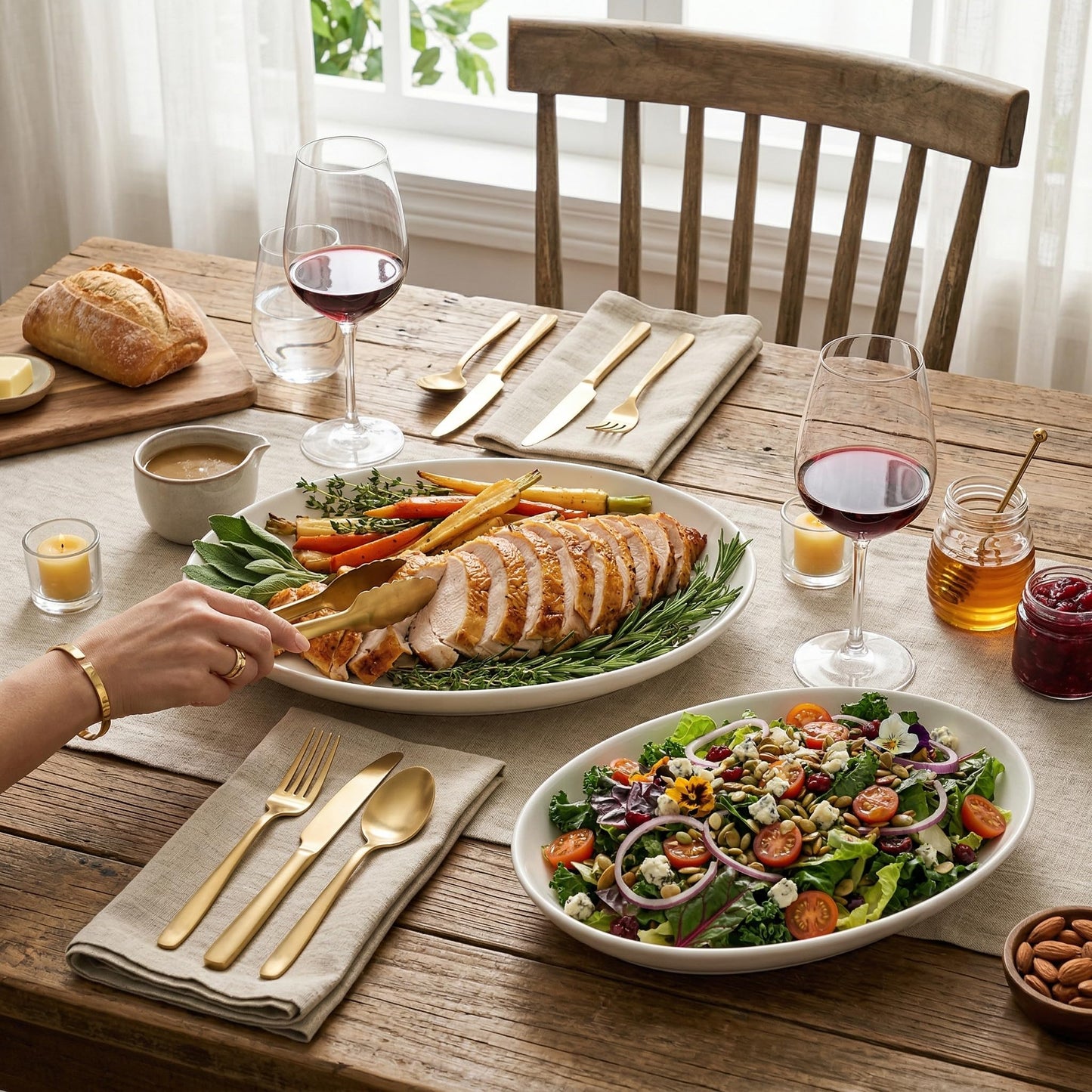 Gacoree Oval Serving Platters Set of 2 (14" & 12"), Large Deep Ceramic Serving Dishes for Entertaining, Turkey, Fish, Salad, Oven Safe White Porcelain Serving Plates