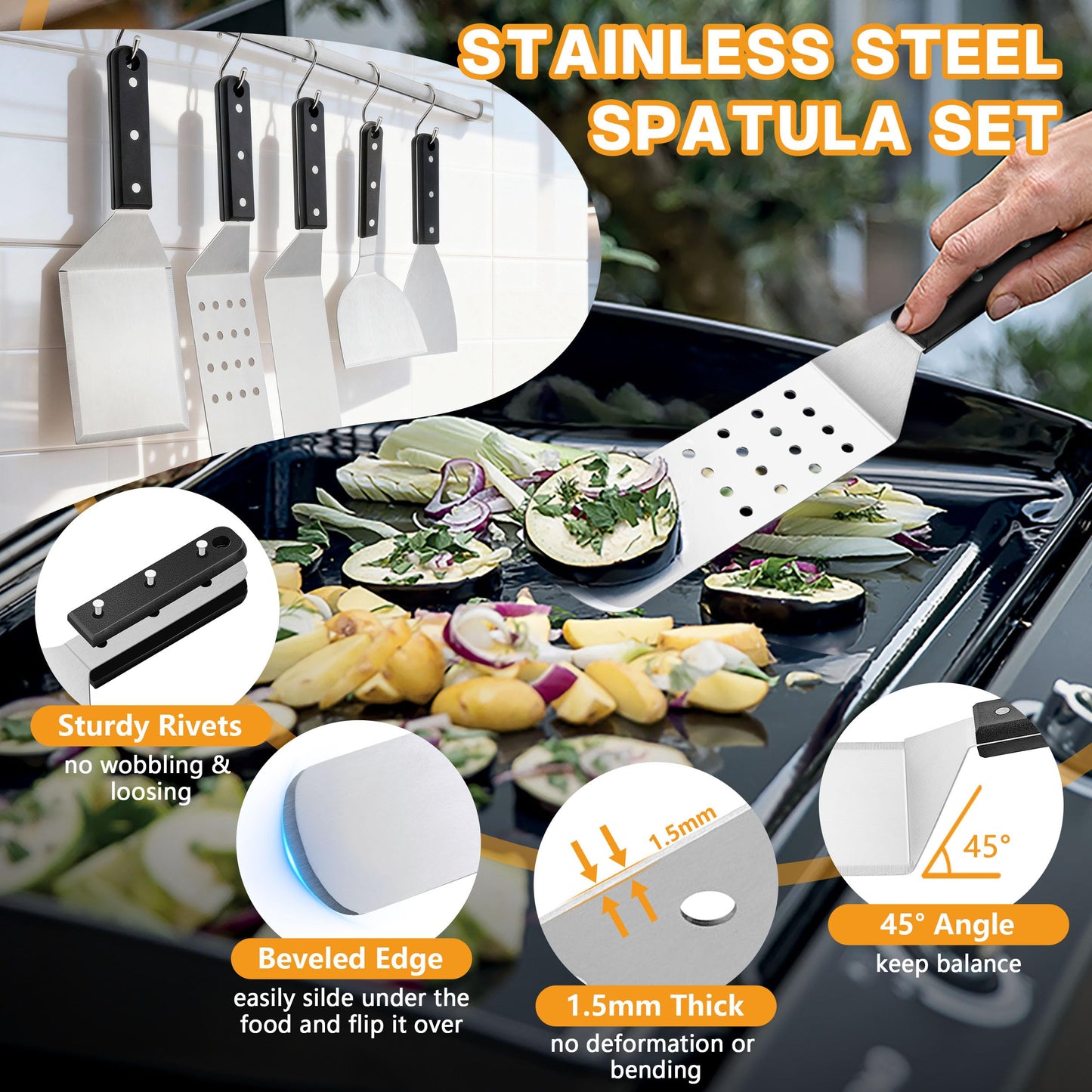 Griddle Accessories Kit, HaSteeL 20Pcs Flat Top Grill Accessories for Camping, Professional ABS Griddle Spatula Grill Tools Set with Melting Dome for Teppanyaki BBQ Outdoor, Perfect Grilling Gifts