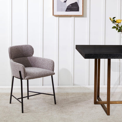 SAFAVIEH Couture Collection Charlize Light Grey Boucle/Black Leg Dining Chair (Fully Assembled)