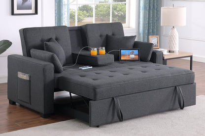 ERYE 70-Inch Loveseat Sleeper Pull Out Sleeper Couch Bed and Drop-Down Cupholders, 3 in 1 Convertible Sleeper Sofa Bed Oversized Tufted Lounge Daybed with Reclining Backrest
