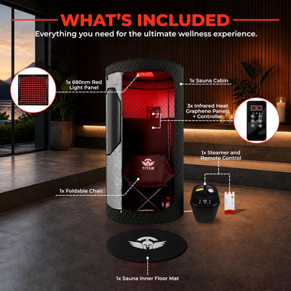 2-in-1 Duo-Therapy Pro® Sauna Tent for Home with 2 Modes, Infrared Heat & Steam, 680NM Red Light Therapy, 2-Year Warranty, U.S.-Based Support, 5-Layer Tent, Folding Chair, 150°F, 10 Min Setup - Black