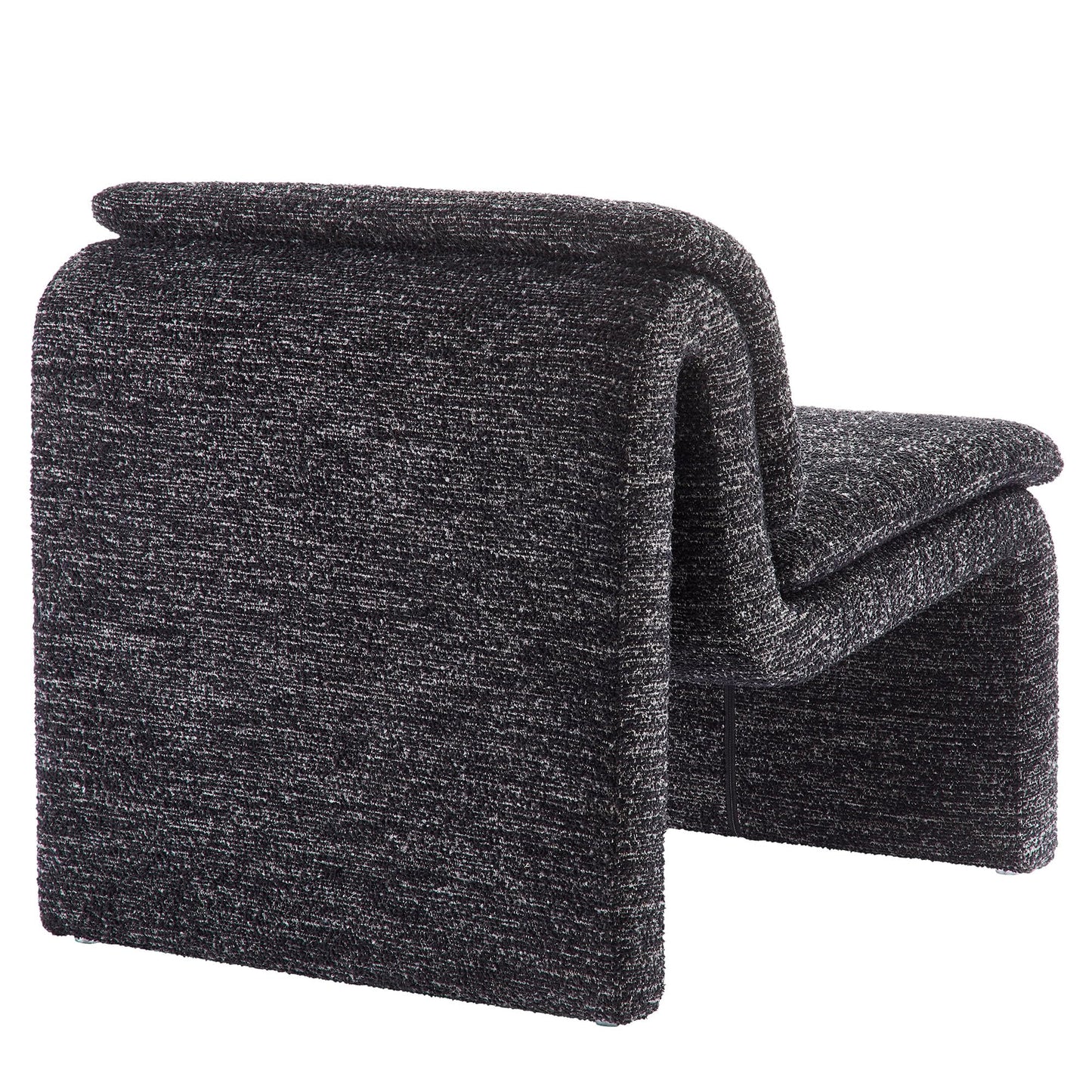 Modway Lume Curved Lounge Chair in Charcoal Boucle Fabric – Modern Upholstered Armless Accent Chair with Padded Cushion - Unique Slipper Chair for Bedroom or Living Room
