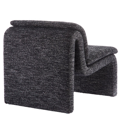 Modway Lume Curved Lounge Chair in Charcoal Boucle Fabric – Modern Upholstered Armless Accent Chair with Padded Cushion - Unique Slipper Chair for Bedroom or Living Room