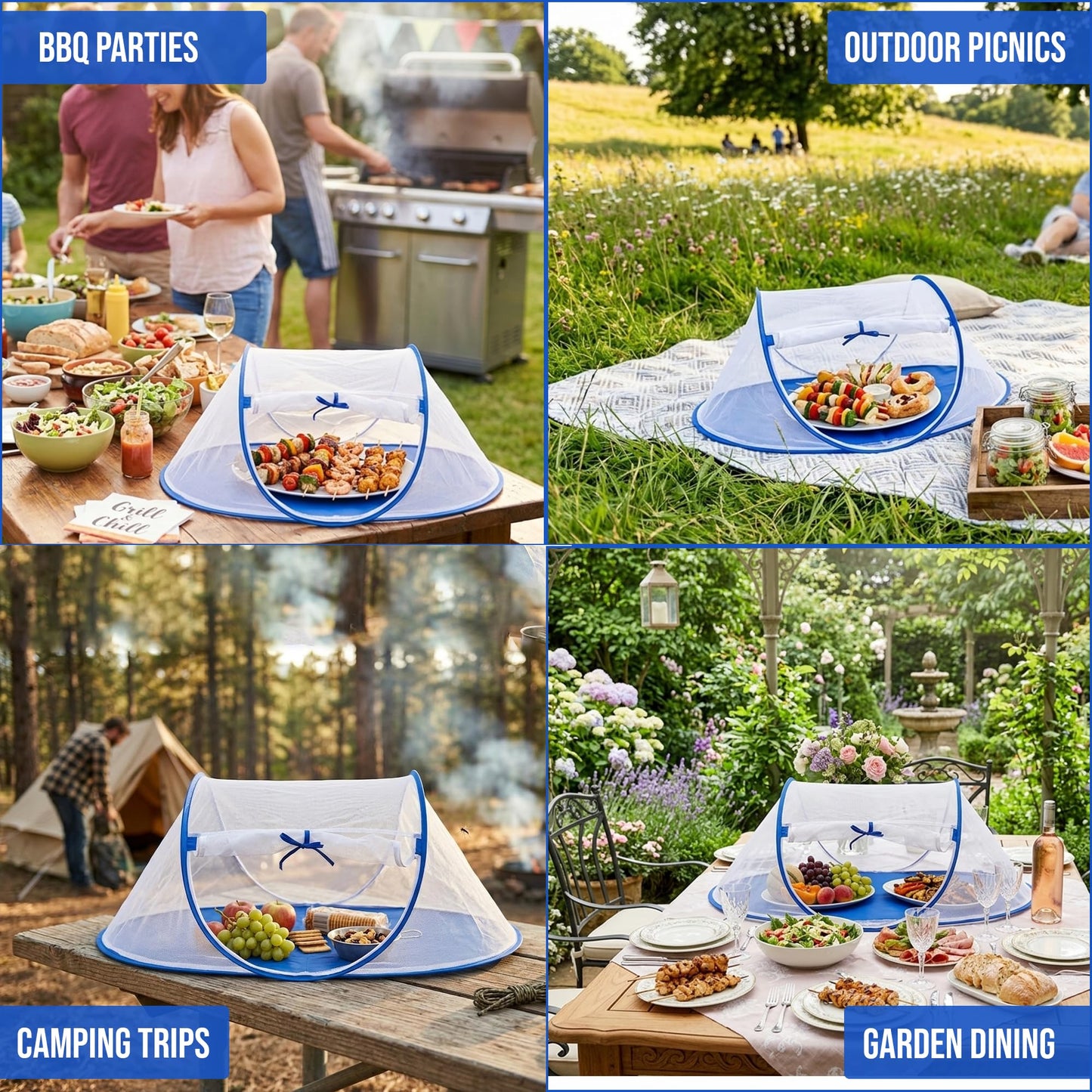 Iconikal 2-Pack Jumbo Folding Mesh Food Tent 43x21-Inch Wind-Resistant Zippered Door Picnic BBQ Outdoor Camping Food Cover Insect Protection
