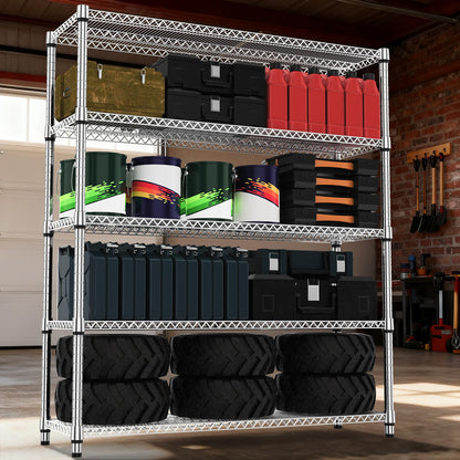 M MZG 5 Tiers Shelf 3300 lbs Steel Storage Shelving Utility Shelving Unit Steel Organizer Wire Rack for Home,Kitchen,Office,Garage Chrome 17.7" D x 47.2" W x 70.3" H