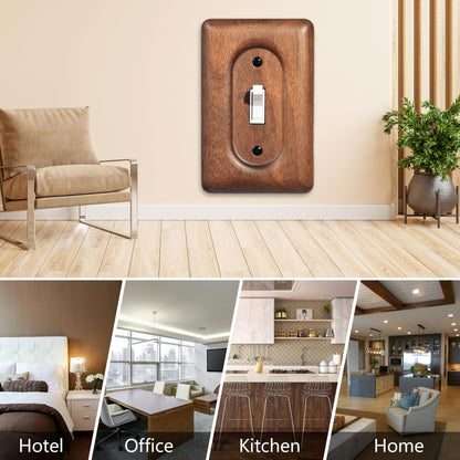 YDJSA Solid Walnut Light Switch Cover Decorative Single Toggle Wall Plate for Rustic Contemporary Interiors