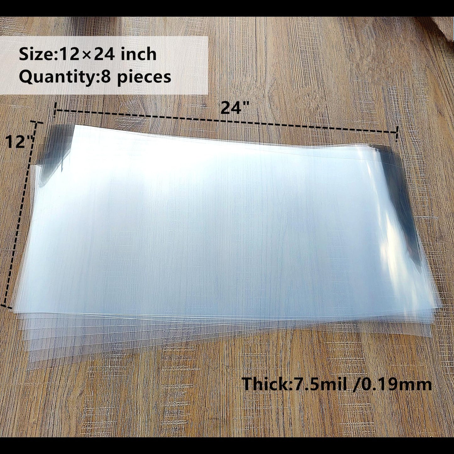 Clear Blank Stencil Sheet for Cuting. 8 Pack 12" x 24" 7.5mil/0.19mm Thick .Gift, Acetate Template Material,Craft Plastic Sheets