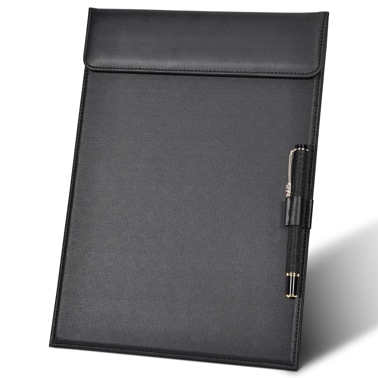 Leather Clipboard, Black Clipboards with Pen Holder, A4 Letter Size Clip Board for Nurses, Smooth Writing Clipboard for Classroom, Low Magnetic Profile Clip Boards for Kids Drawing Office 9" x 12.5"