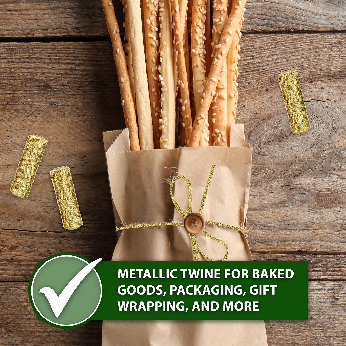 Mandala Crafts Red Green Gold String for Gift Wrapping – 55 X 3 Yards 1mm Thin Metallic Bakers Twine for Crafts, Packaging, Party Favors, and DIY Decorations