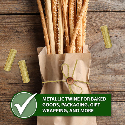 Mandala Crafts Red Green Gold String for Gift Wrapping – 55 X 3 Yards 1mm Thin Metallic Bakers Twine for Crafts, Packaging, Party Favors, and DIY Decorations