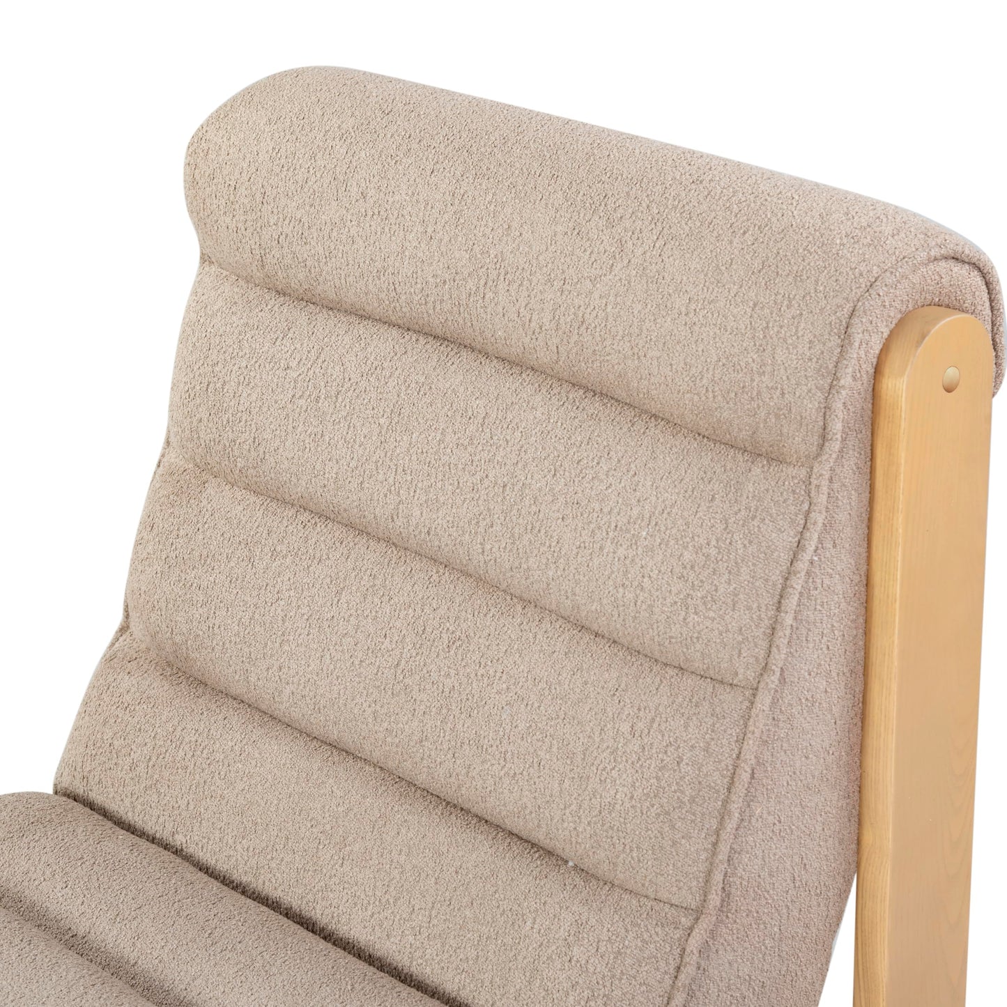 SAFAVIEH Couture Collection Trixie Light Brown Boucle/Natural Channel Tufted Accent Chair (Fully Assembled)