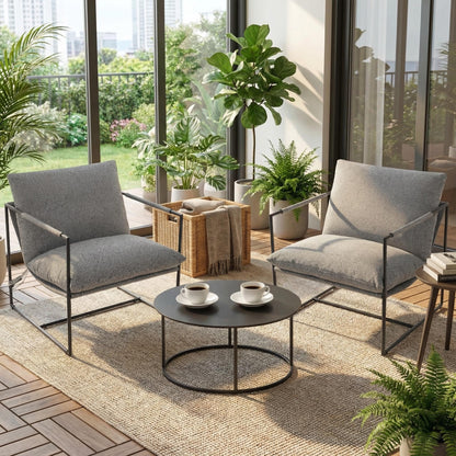 GAOMON Modern Sling Accent Chair Set of 2,Comfy Living Room Chair with Metal Frame,Upholstered Armchair with Soft Cushion for Bedroom Balcony Lounge Reading Room