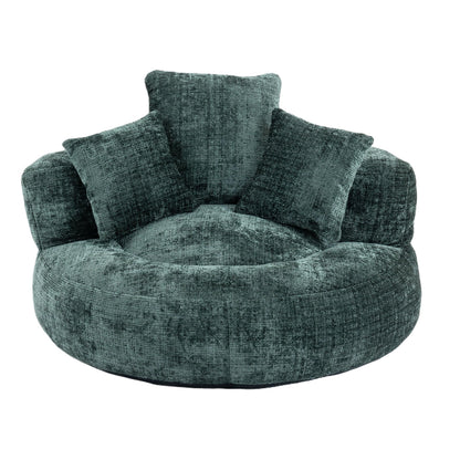 Oversized Lazy Sofa Bean Bag Chair with High Back and 3 Pillows, Chenille Fabric Comfy Lounger for Adults & Kids, Single Floor Gaming Sofa Chair for Bedroom, Living Room, or Office (Emerald)