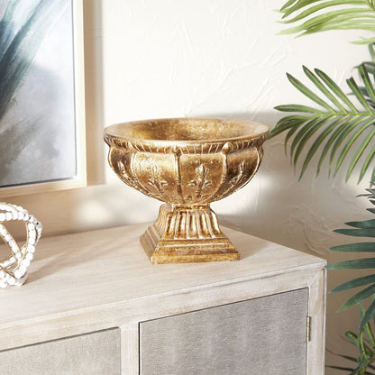 Deco 79 Polystone Decorative Decorative Bowl Ornate Decorative Container, Decorative Keepsake Box 11" x 11" x 9", Gold