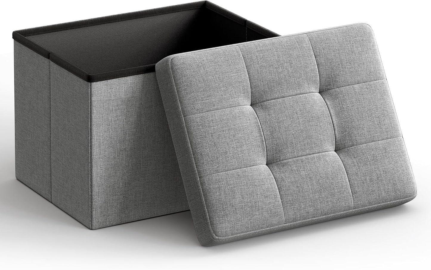 12.2 16.1 12.2 Inches, 286 lb ULSF102G02 SONGMICS Mazie Collection - Small Folding Storage Ottoman, Foot Rest Stool, x