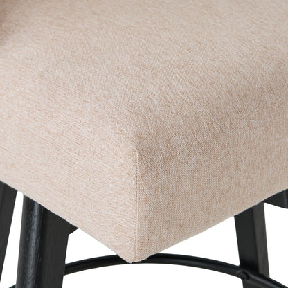 Erdoru Counter Height Bar Stools Set of 4,Swivel Barstools with Backs and Wood Legs,Linen Fabric Upholstered Counter Stools for Kitchend Island,Mid-Century Modern 26"Seat Height Bar Chairs,Flax Beige