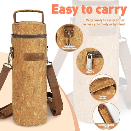 Tirrinia Insulated Travel Wine Tote Bag, Portable One Bottle Carrier with Shoulder Strap for Picnic, Party, BYOB